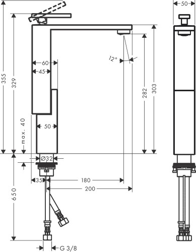 Смеситель для раковины Axor Edge со сливным набором push-open, хром (46030000)