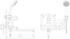 Смеситель для ванны Bravat Riffle с длинным изливом и душевой лейкой, хром (F672106C-LB)