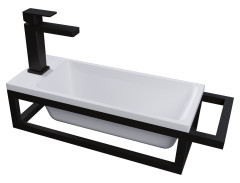 Консоль подвесная МЕТРИС-50 см черная с прав. полотенцедержателем (ум. Модуль-50)