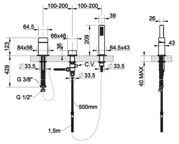 Смеситель для ванны Gessi Ovale 23043.031