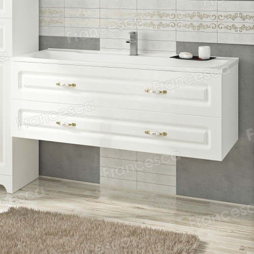 Тумба с раковиной Francesca Империя П 120 белый (2 ящ. ум. Элен 120)