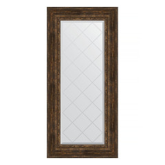 Зеркало настенное с гравировкой EVOFORM в багетной раме состаренное дерево с орнаментом, 62х132 см, BY 4086