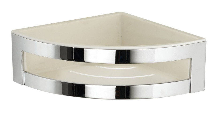 Gedy, решётка угловая 1-уровневая c ABS вкладышем (19,1х19,1хh7,3), цвет хром - белый пластик