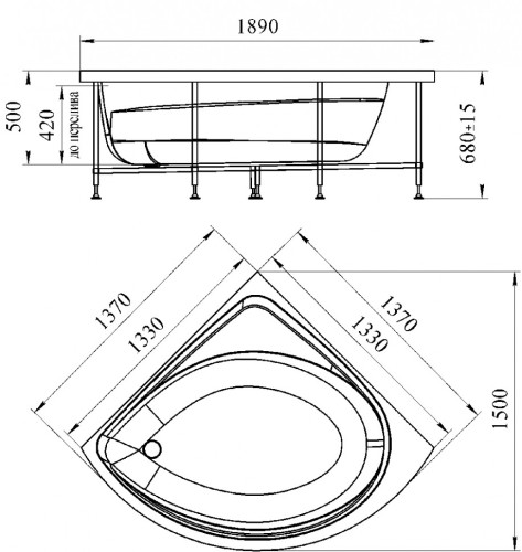 Акриловая ванна Radomir Wachter Эмилия 137x137