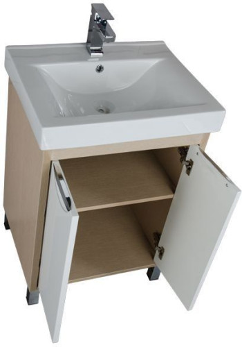 Тумба с раковиной Aquanet Гретта 60 светлый дуб (2 дверцы)