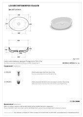 Olympia Metamorfosi, накладная овальная раковина 55x42xh14 см, с донным клапаном, цвет белый глянцевый