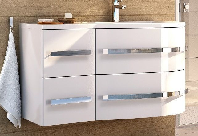 Oristo, Opal 90 см правый: тумба под раковину из минерального литья, цвет белый глянец