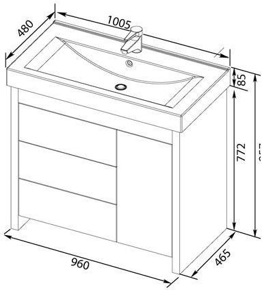 Тумба с раковиной Aquanet Тиана 100 венге