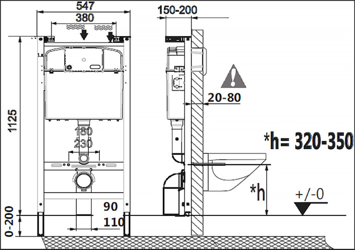 ПЭК Laufen PRO чаша унитаза подвесная Rimless с инсталляционной системой, тонким сиденьем микролифт и белой клавишей смыва (Z.RU93.0.761.6)