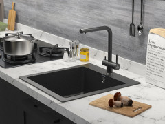 Смеситель для кухни Paulmark SKALEN, черный , 213020-308, Paulmark