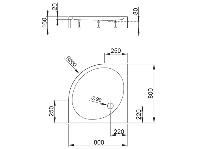 Душевой акриловый поддон RADAWAY PATMOS 4S88155-05