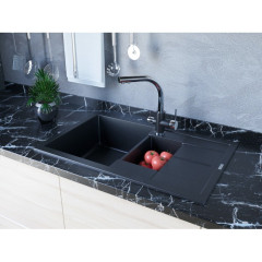 Мойка кварцевая Paulmark FESTE, PM237850-BLM, черный-металлик, 775х495 мм, Paulmark