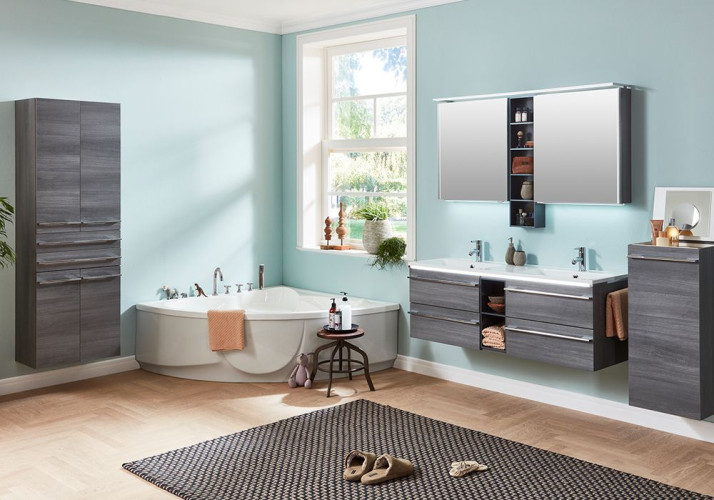 Комплект мебели Marlin 3250star под двойную раковину, 1400 мм (4 ящика, 2 полки), цвет белый шелковый глянец