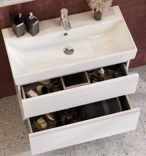 Тумба под раковину Roca Oleta 80 подвесная, 2 ящика, белый матовый (A857640501)