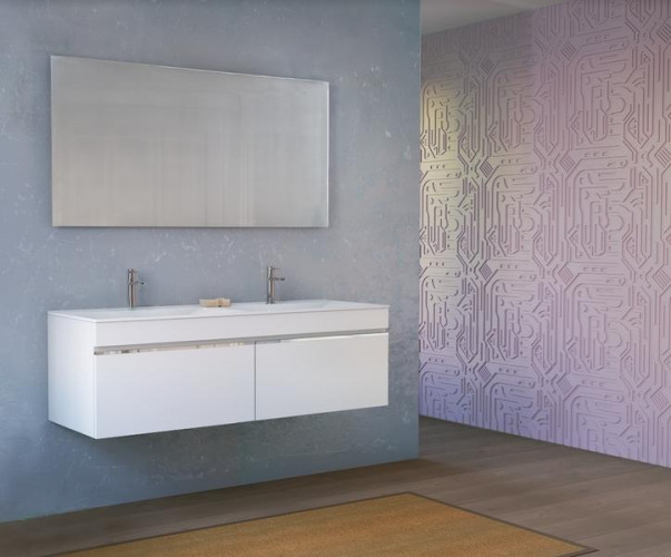 Тумба под раковину RAVAL Twins 140 подвесная белая (Twi.01.140/P/W)