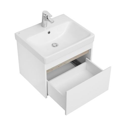 Тумба под раковину AQUATON Марти 55 подвесная, Белый/Дуб Эндгрейн (1A263201MY010)