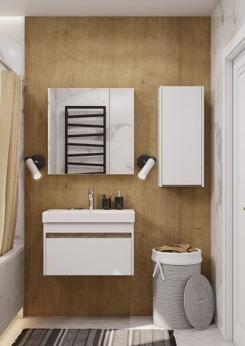 Тумба под раковину AQUATON Марти 55 подвесная, Белый/Дуб Эндгрейн (1A263201MY010)