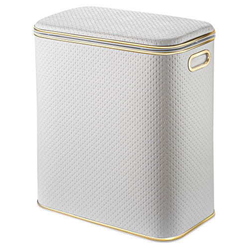 Корзина для белья Geralis PWG-M PUNTO белая, кант золото, малая