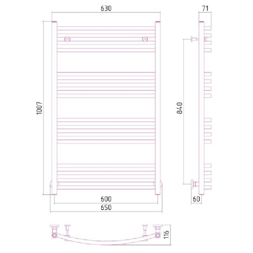 Водяной полотенцесушитель Сунержа Аркус 1000x600