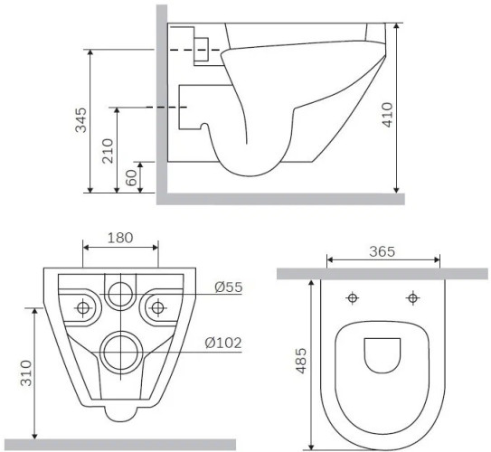 Унитаз подвесной с сиденьем AM.PM Spirit 2.0 C701700SC безободковый