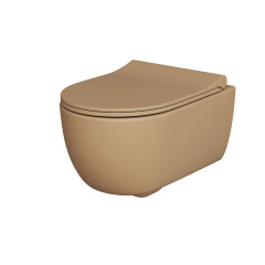 Унитаз Abner 103T20501R (545*360*330) МАТОВЫЙ ТЕМНО-БЕЖЕВЫЙ подвесной БЕЗОБОДКОВЫЙ с тонкой крышкой