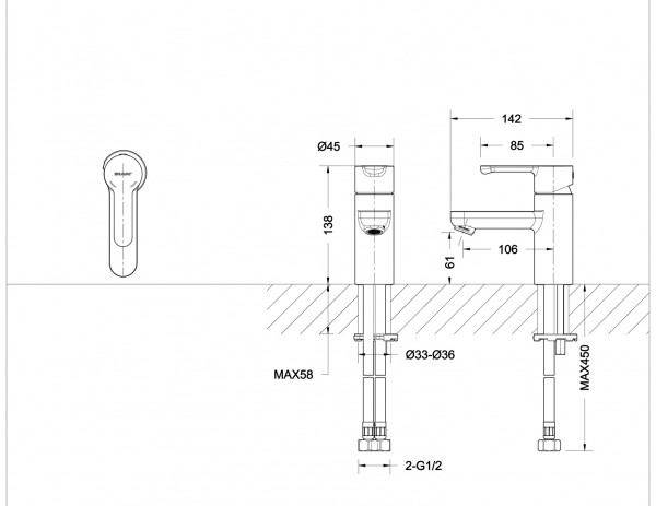 Смеситель для раковины Bravat Stream Хром (F13783C-2)