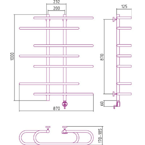 Электрический полотенцесушитель Сунержа Фурор-Ёлочка 1000x900