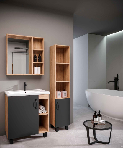 Тумба напольная Grossman ФЛАЙ-70 см дуб сонома/серая (ум.Фостер-70)