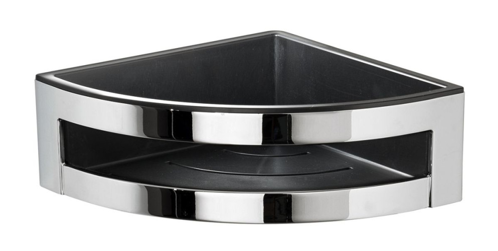 Gedy, решётка угловая 1-уровневая c ABS вкладышем (19,1х19,1хh7,3), цвет хром - черный пластик