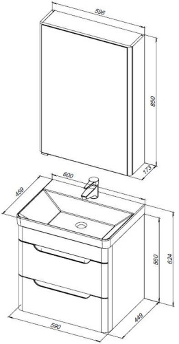 Мебель для ванной Aquanet София 60 белый глянец (2 ящика)