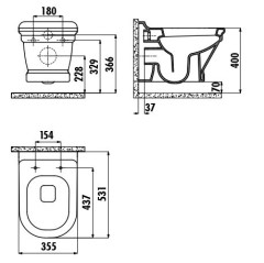 CREAVIT ANTIK Унитаз подвесной с биде БАЗАЛЬТ