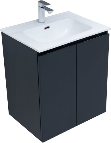 Тумба с раковиной Aquanet Алвита New 60 2 дверцы, антрацит