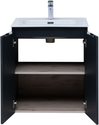 Тумба с раковиной Aquanet Алвита New 60 2 дверцы, антрацит