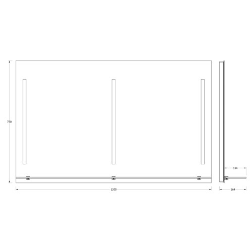 Зеркало настенное c полочкой и 3-мя встроенными LED-светильниками Ledline-S EVOFORM 120x75 см, BY 2168