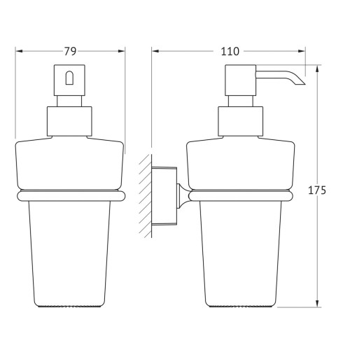 Держатель с дозатором жидкого мыла (матовый хрусталь; хром) (FBS) ESP 009