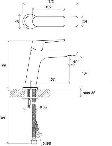Смеситель для умывальника без донного клапана CL 012.00