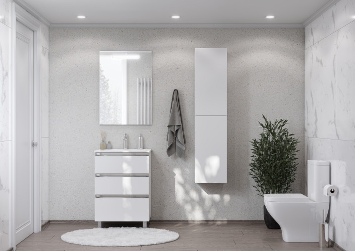 THE GAP Модуль д/раковины 600 мм, 3 ящика, белый глянец