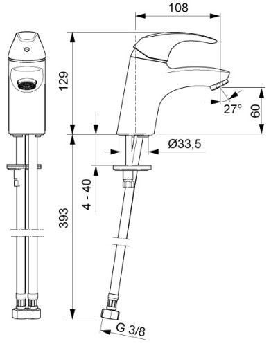 Смеситель для раковины Oras Polara Керамический картридж Хром (1411F)
