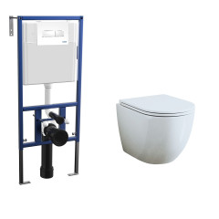 Комплект унитаза Bauedge BL0001-HQ с инсталляцией Nova NV4501 и кнопкой Nova NV7320