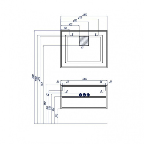 Тумба под раковину AQUATON Римини 100 подвесная, белый глянец (1A232801RN010)