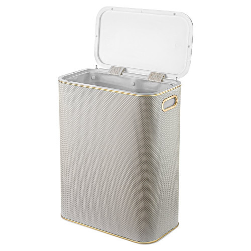 Корзина для белья Geralis RWG-B Ромб белая, кант золото, стандартная