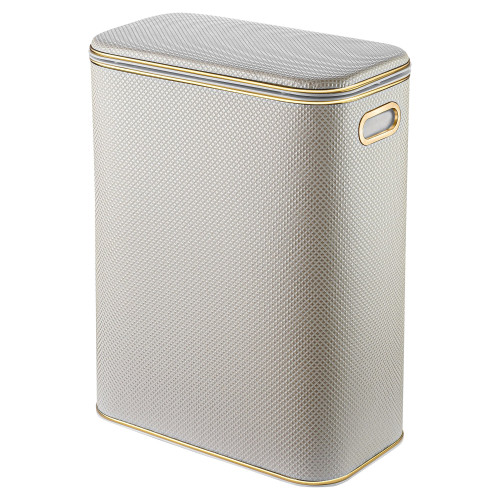 Корзина для белья Geralis RWG-B Ромб белая, кант золото, стандартная