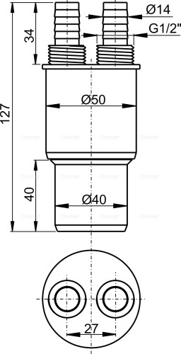 Переходная муфта Alcadrain HT 40/50xG1/2" (AKS6)