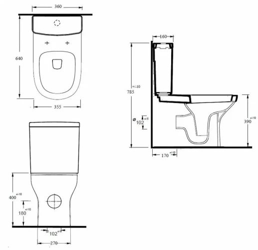 Унитаз напольный beWash Anlagen с сиденьем микролифт (унитаз+бачок+сиденье+сливной механизм 3/6л.) 77403401 + 72224001 + EVB7382 + EVIT1154