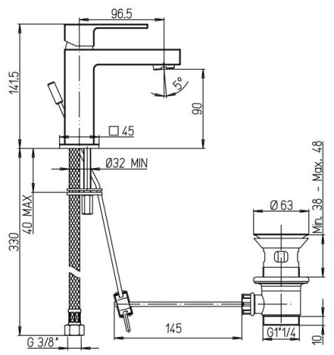 Смеситель Paini Dax-R 84CR306RS