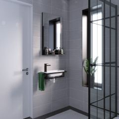 Консоль подвесная МЕТРИС-50 см черная с прав. и лев. полотенцедержателем (ум. Модуль-50)