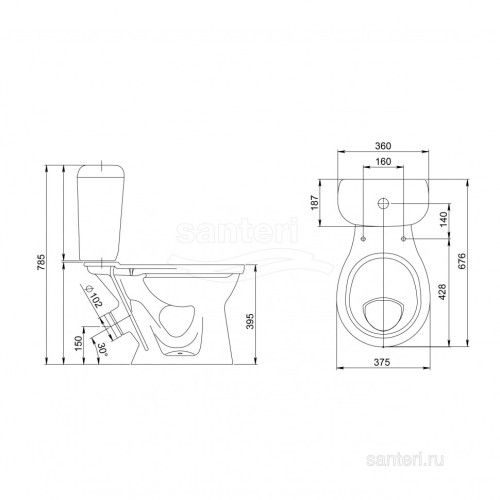 Унитаз-компакт Santeri Виктория декор бежевый 1.P301.6.S07.00B.F