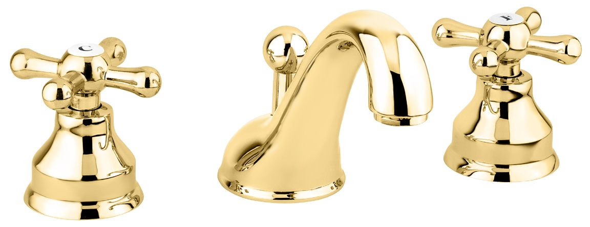 Emmevi Deco Classic, смеситель с донным клапаном для раковины на 3 отверстия, цвет золото