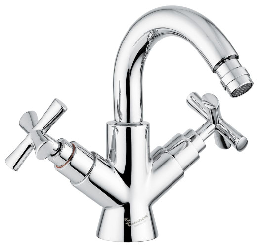 Emmevi Spirit New, двухвентильный смеситель (h21,5 см) для биде с поворотным изливом и донным клапаном, цвет хром