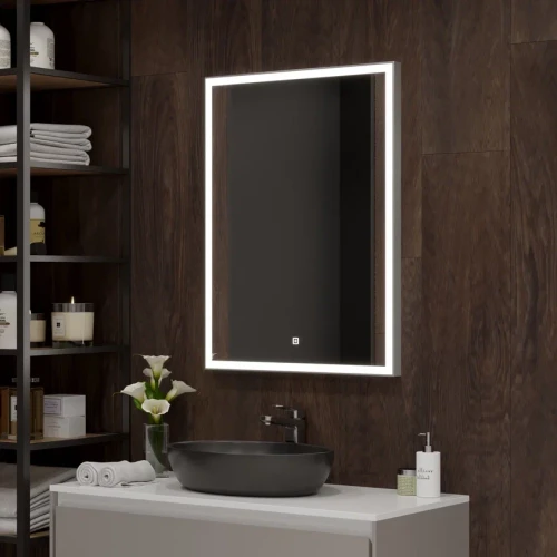 Зеркало Континент Frame Silver LED 600х800